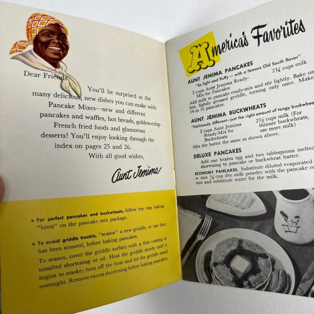 VTG Aunt Jemima Pancake Recipes Cookbook 1952 + Vintage Advertising 1984 Insert